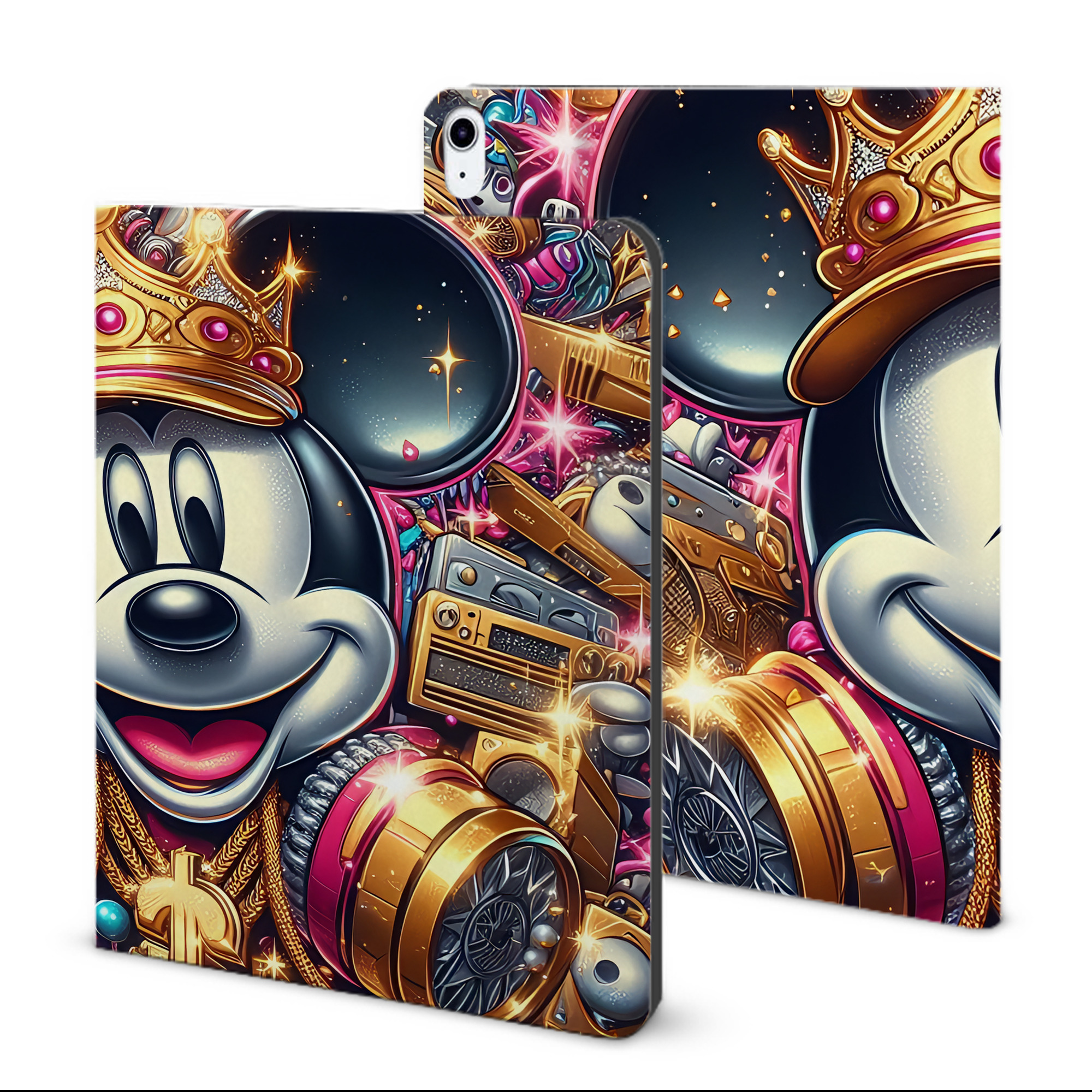 （画像用） ミッキーマウス Mickey Mouse IPad ケース ブック型 PUレザー TPU 耐衝撃 軽量 薄型 ペン収納なし 全面保護 IPad 各モデル対応